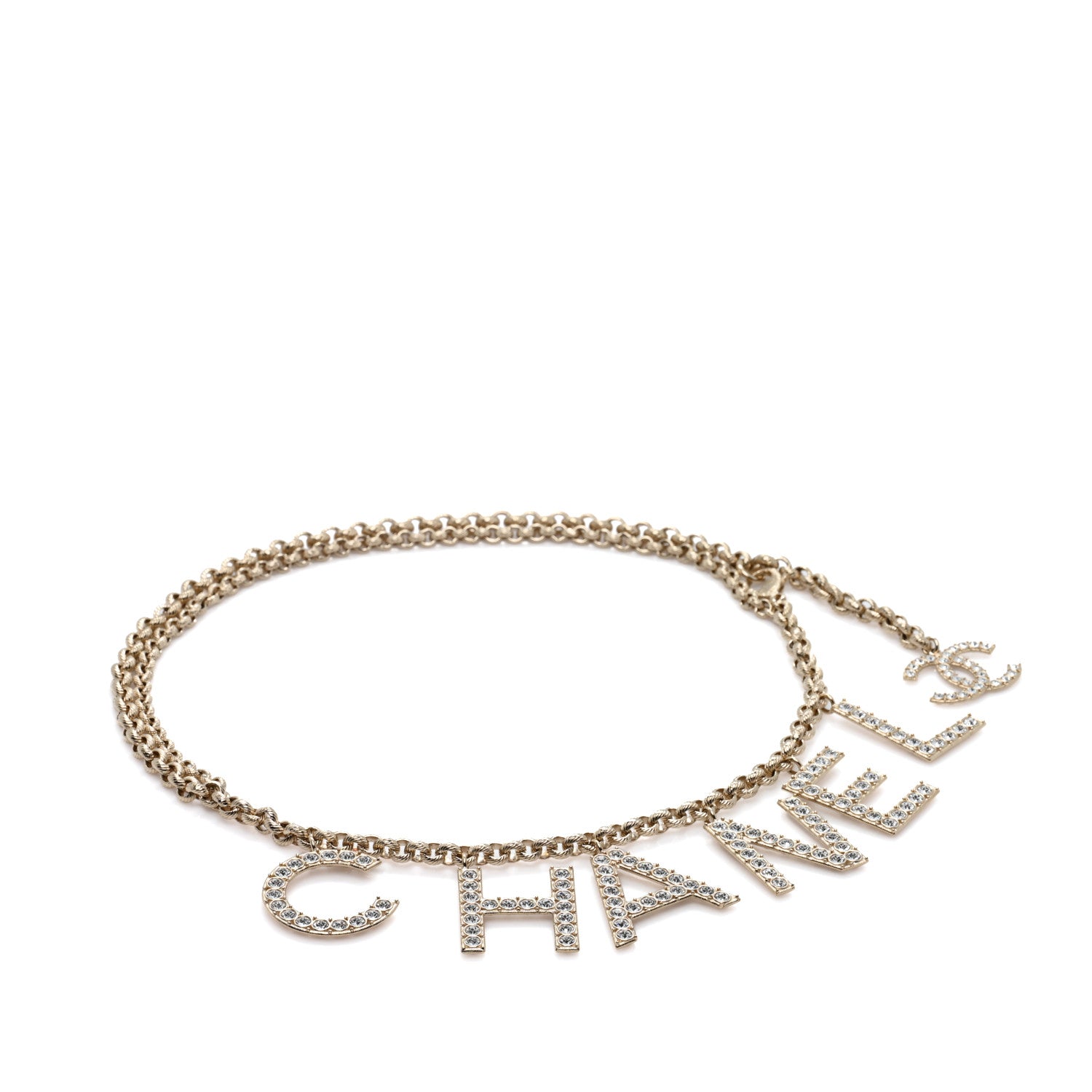 Chanel Metal Crystal 90's Icon Logo Chain Belt Gold 1 of 4