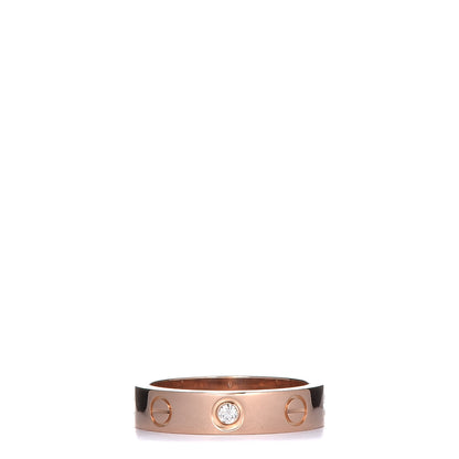 Cartier 18K Pink Gold Diamond 4mm LOVE Wedding Band Ring 47 4 1 of 8