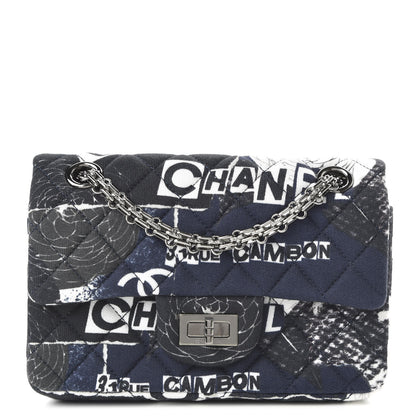Chanel Jersey Quilted Graffiti Reissue Mini Flap Navy Blue 1 of 10