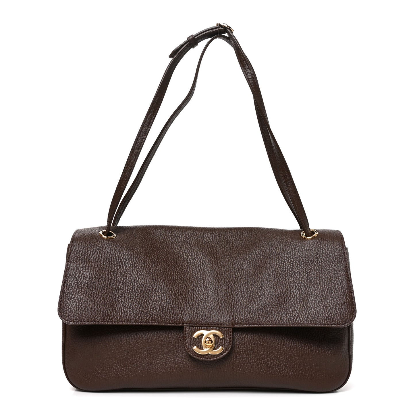 Grained Calfskin Small Souplissimo Maxi Flap Brown
