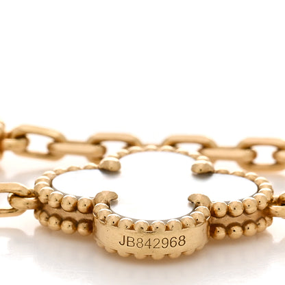 Van Cleef & Arpels 18K Yellow Gold Mother of Pearl 5 Motifs Vintage Alhambra Bracelet 4 of 4