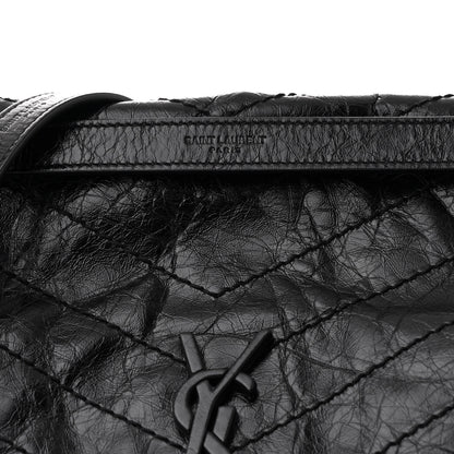 Saint Laurent Crinkled Calfskin Matelasse Monogram Large Niki Chain Satchel Black 8 of 12