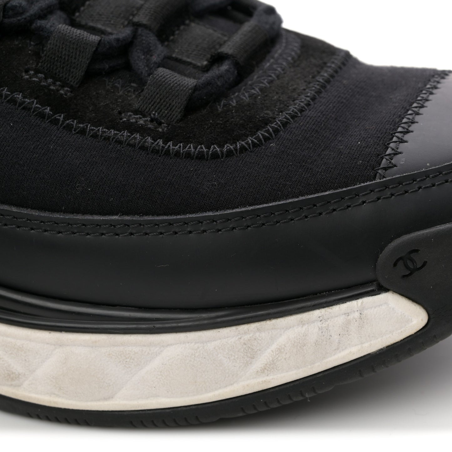 Velvet Calfskin Mixed Fibers CC Sneakers 40 Black
