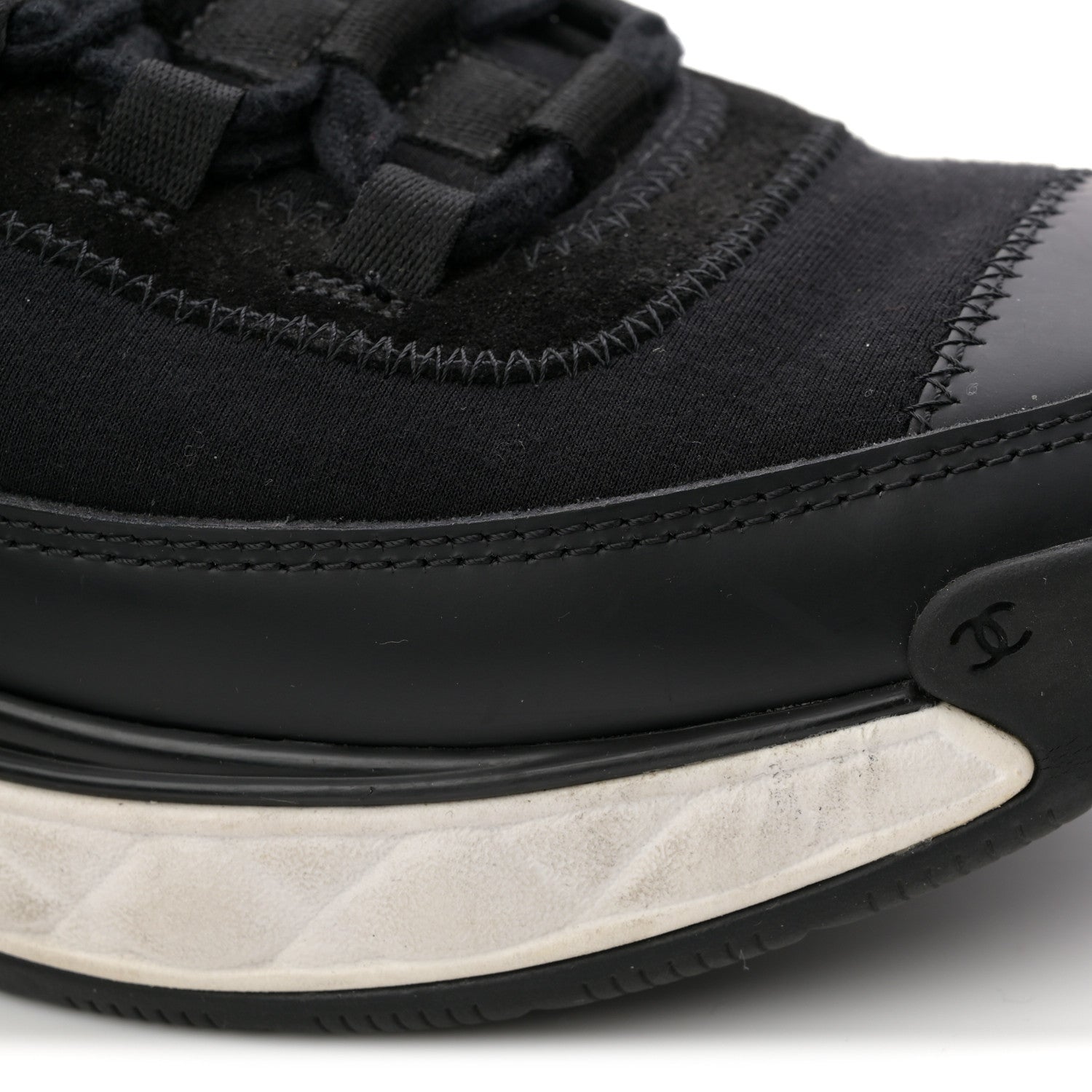 Chanel Velvet Calfskin Mixed Fibers CC Sneakers 40 Black 12 of 12