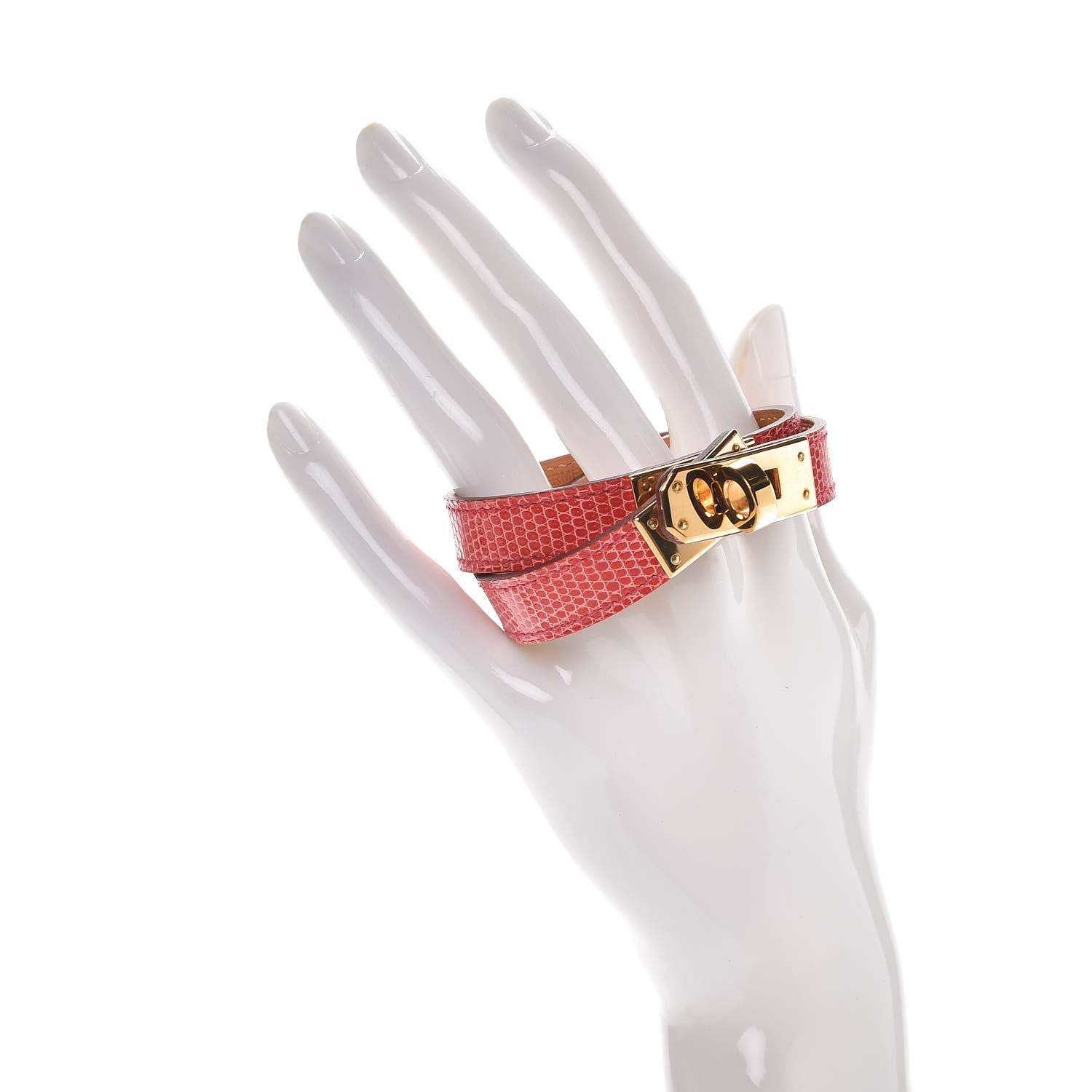 Hermes Lizard Kelly Double Tour Bracelet M Bougainvillea 2 of 6
