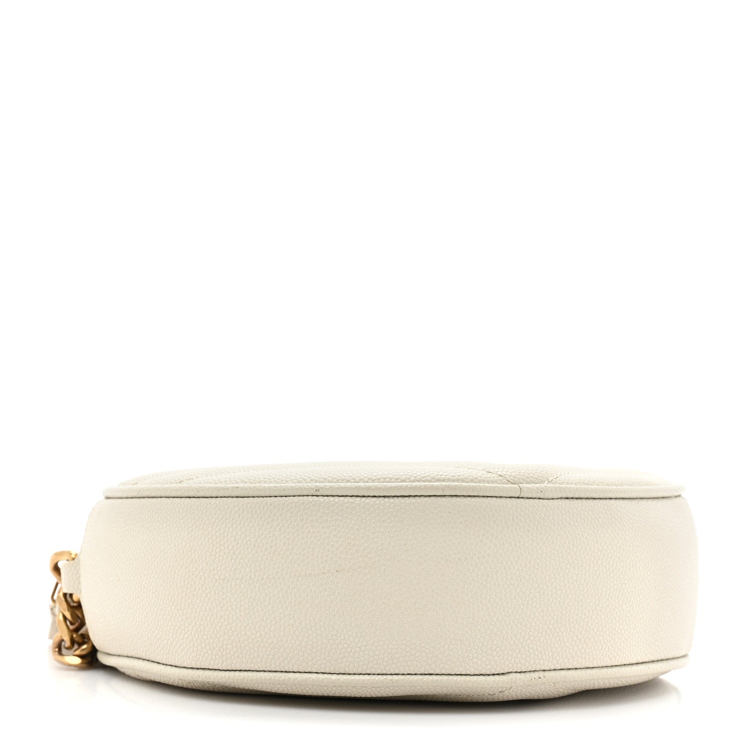 Saint Laurent Grain De Poudre Matelasse Chevron Quilted Round Vinyle Camera Bag Crema Soft 4 of 11
