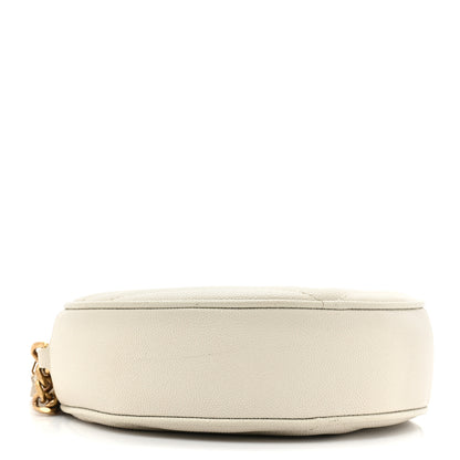 Saint Laurent Grain De Poudre Matelasse Chevron Quilted Round Vinyle Camera Bag Crema Soft 4 of 11