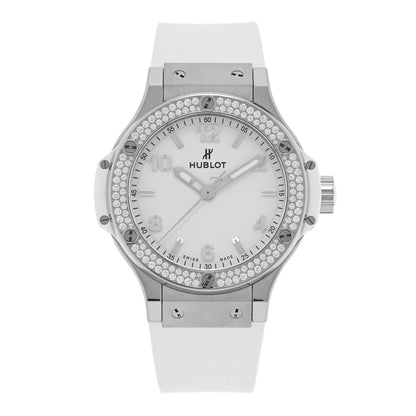 Hublot Stainless Steel Rubber Diamond Pave Bezel 38mm Big Bang Quartz Watch White 361.SE.2010.RW.1104 1 of 5