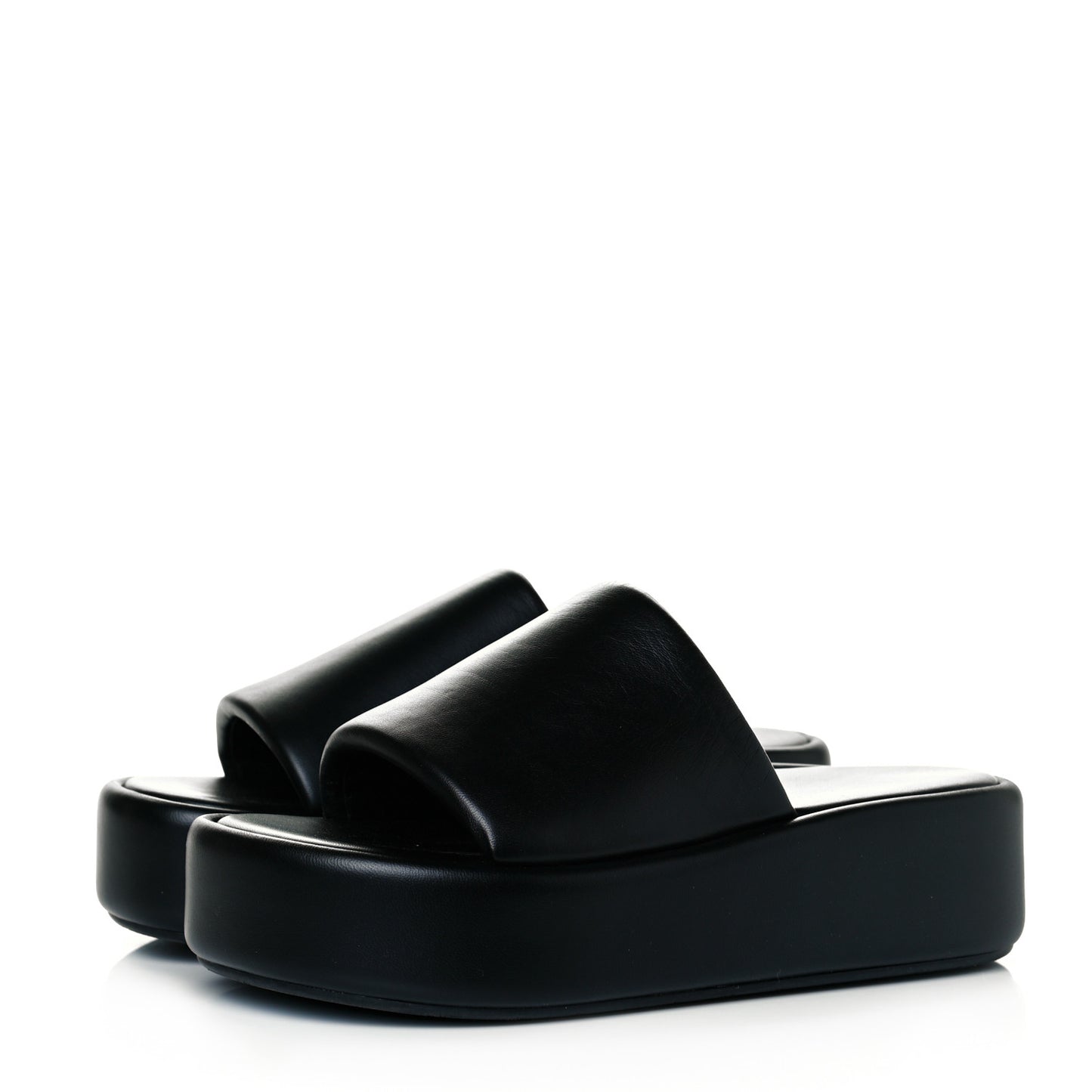 Smooth Nappa Logo Rise Platform Sandals 38 Black White