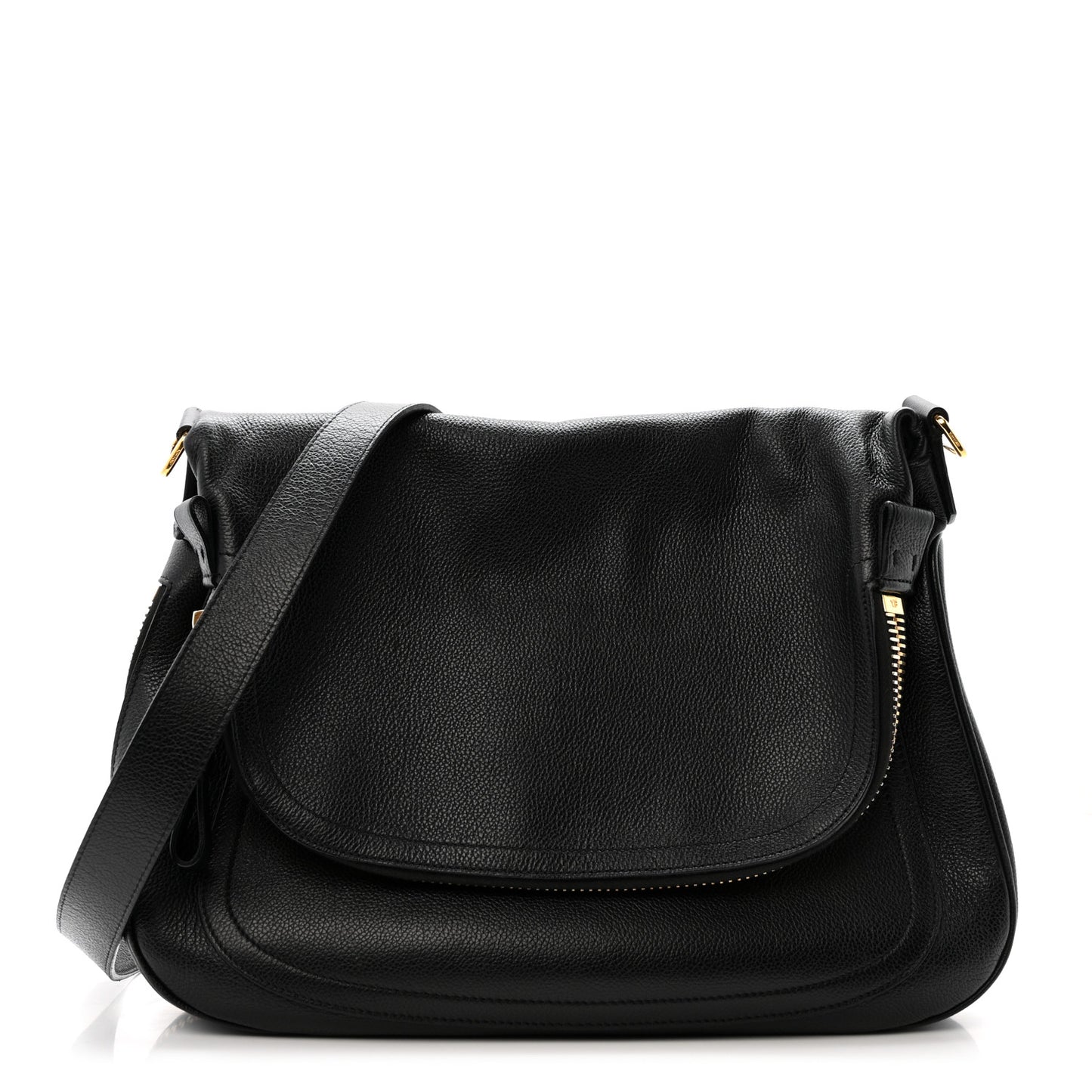 Grained Calfskin Medium Jennifer Crossbody Bag Black