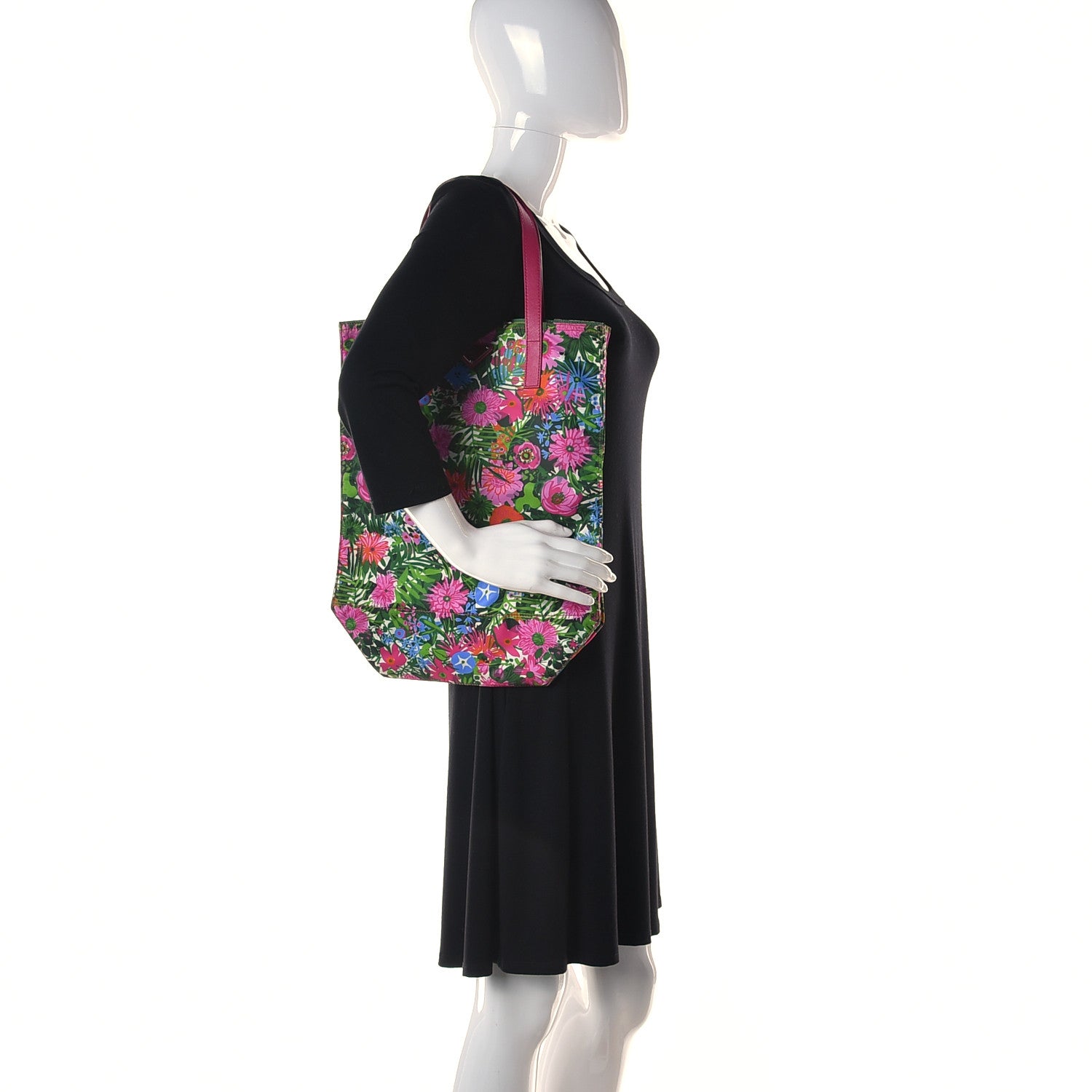 Prada Tessuto Nylon Floral Print Tote Pink 2 of 9