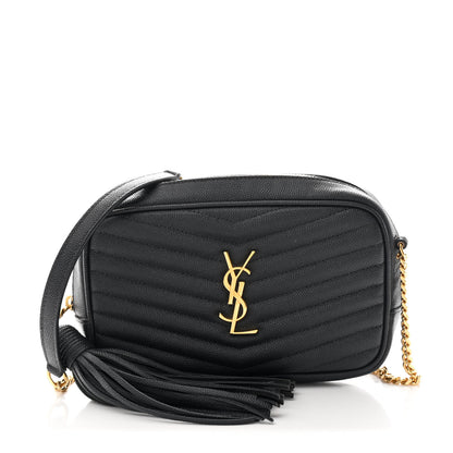 Saint Laurent Grain De Poudre Matelasse Monogram Mini Lou Camera Bag Dark Smog 1 of 10