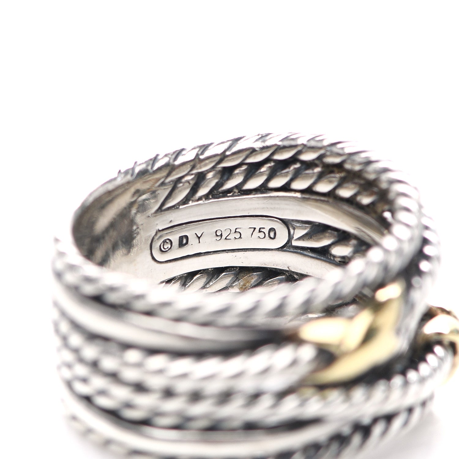 David Yurman Sterling Silver 18K Yellow Gold Double X Crossover Ring 51 5.75 4 of 4