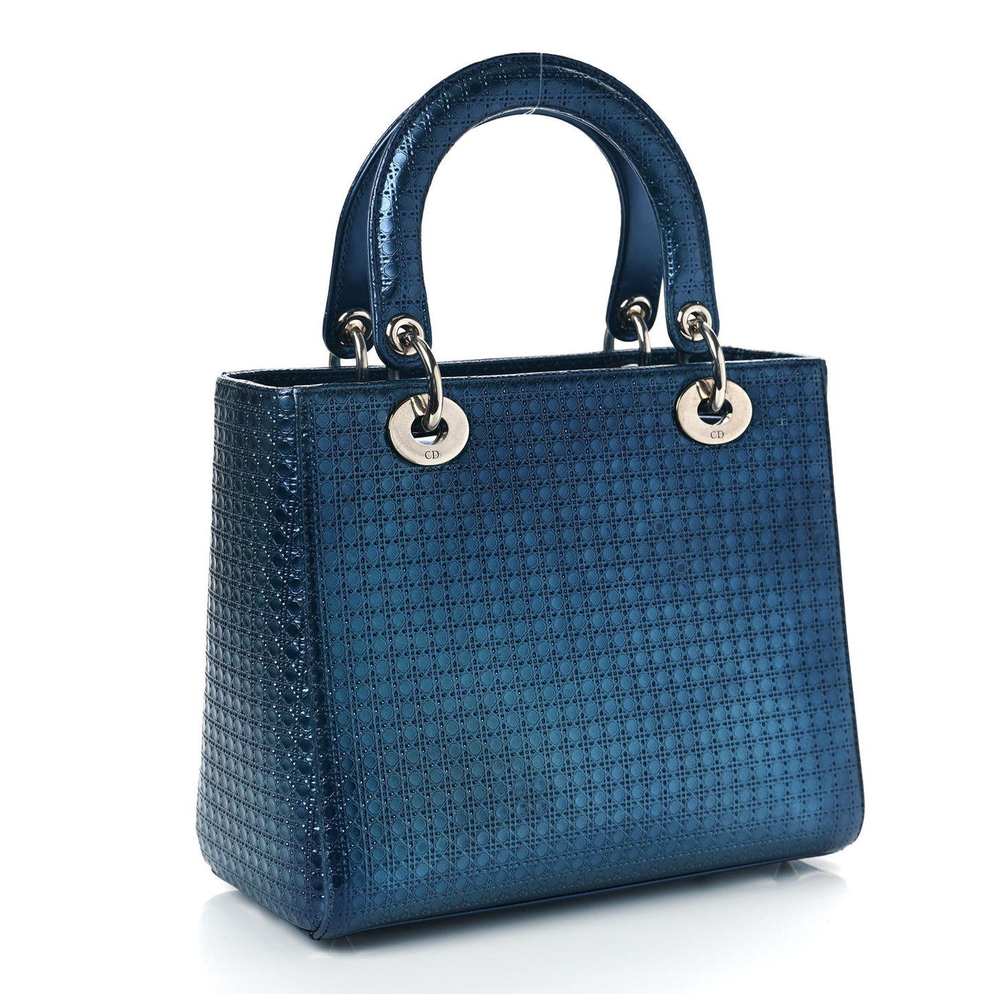 Metallic Patent Micro-Cannage Medium Lady Dior Blue
