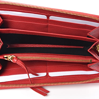 Balenciaga Chevre Gold Metallic Edge Hardware Zip Around Wallet Rouge Grenade 5 of 8