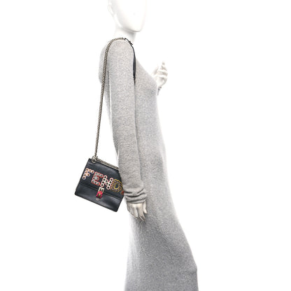 Fendi Vitello Liberty Fun Fair Metal Studded Small Kan I Shoulder Bag Black Multicolor 2 of 10