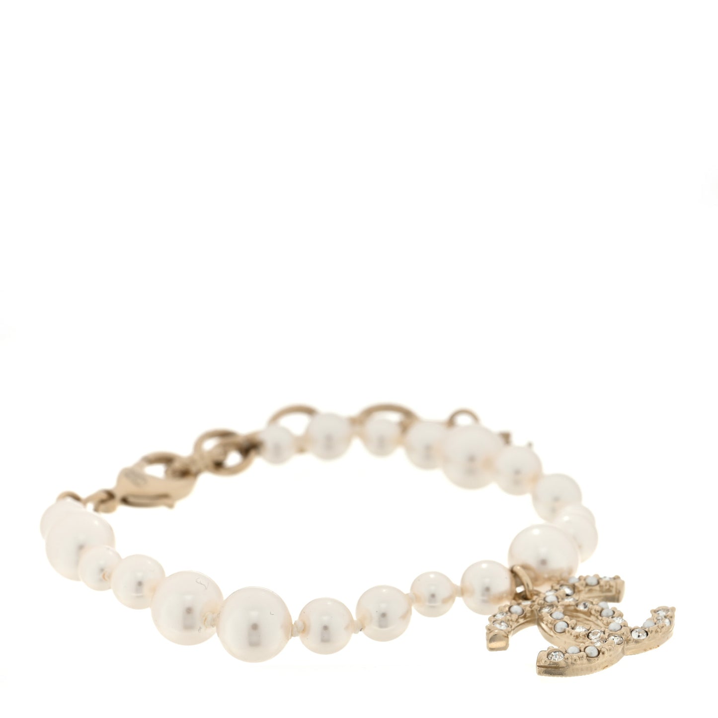 Pearl Crystal CC Bracelet Gold
