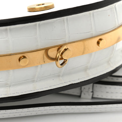 Chloe Calfskin Crocodile Embossed Small Nile Bracelet Minaudiere Bag White 13 of 14