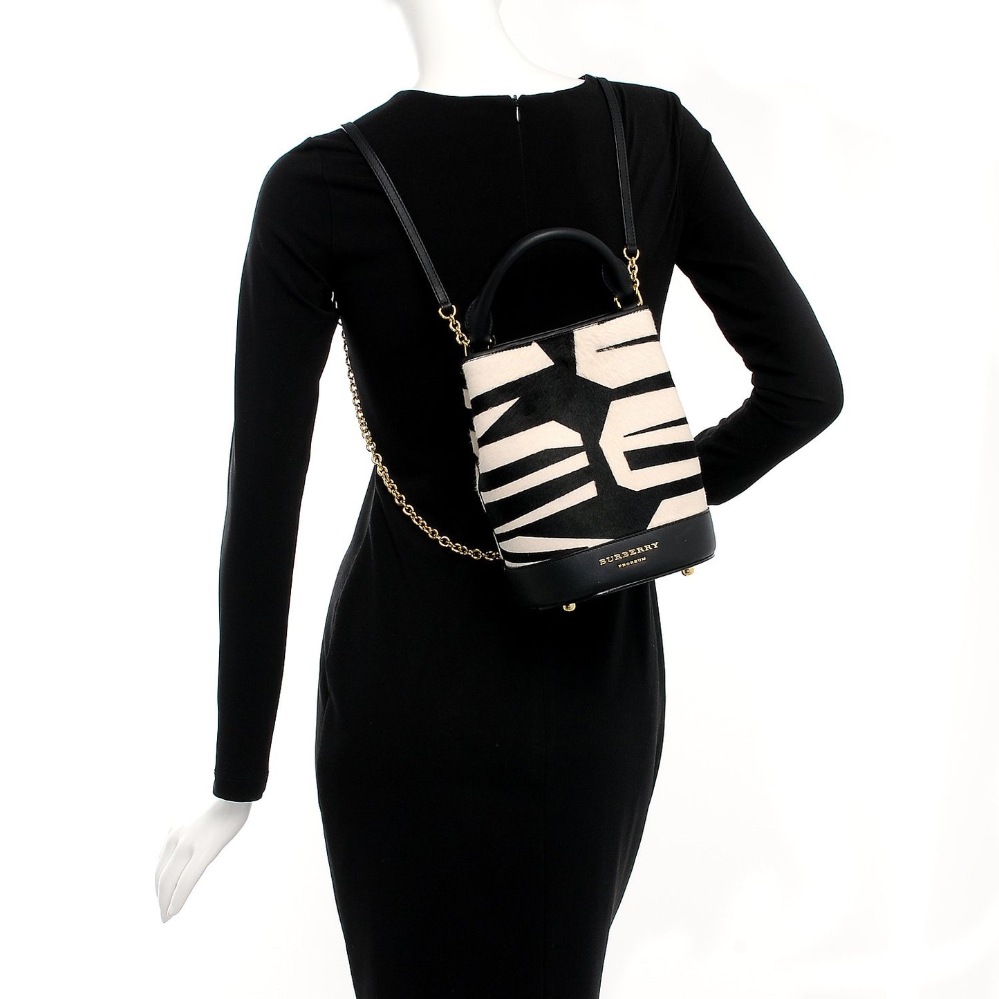 Calf Hair Small The Bucket Backpack Bag Natural White