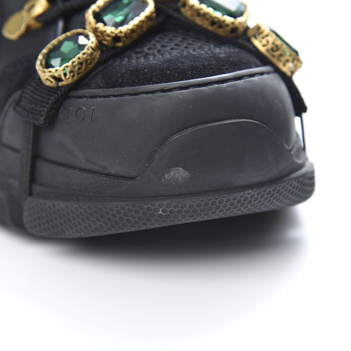 X SEGA Mesh Suede Calfskin Removable Crystals Womens Flashtrek Sneakers 36.5 Black Silver