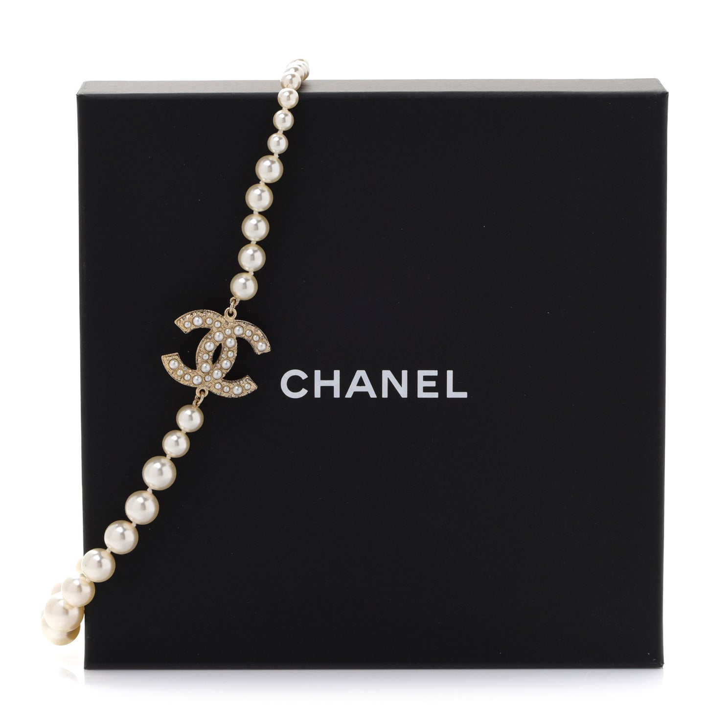 Pearl CC 100th Anniversary Necklace Light Gold