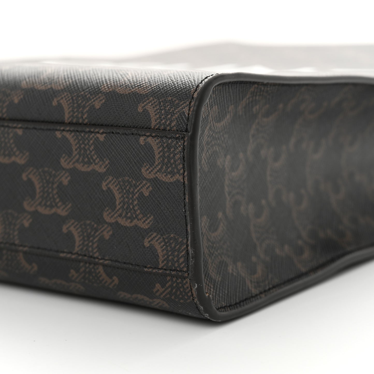 Triomphe Canvas Calfskin Small Vertical Cabas Tan