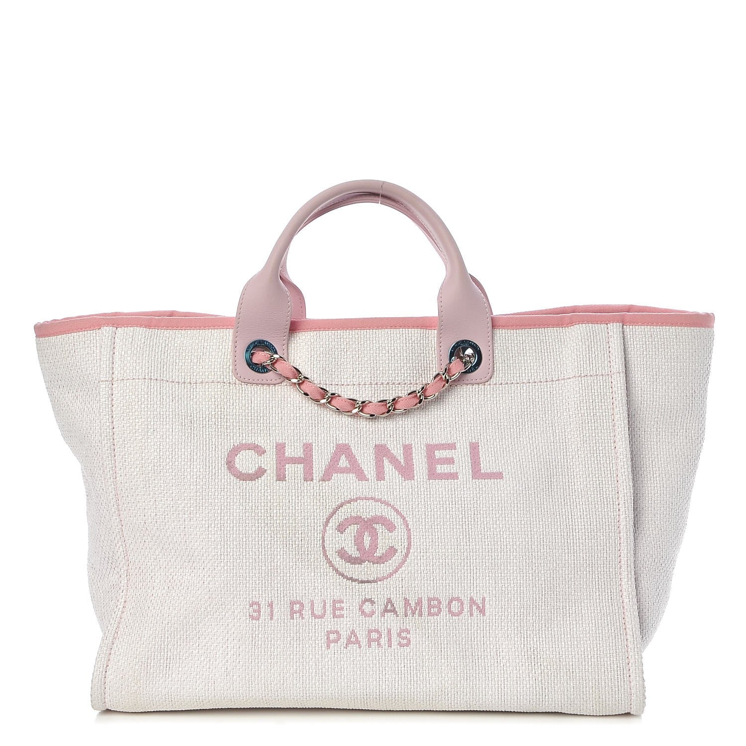 Chanel Woven Straw Raffia Large Deauville Tote Pink 1 of 17