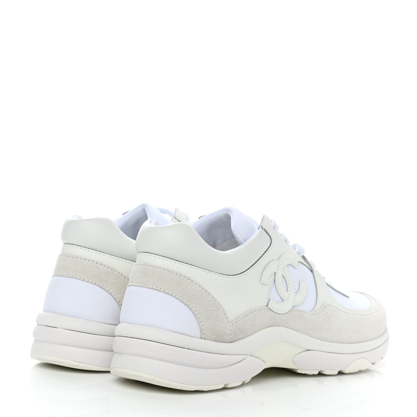 Suede Calfskin Fabric CC Sneakers 37.5 White