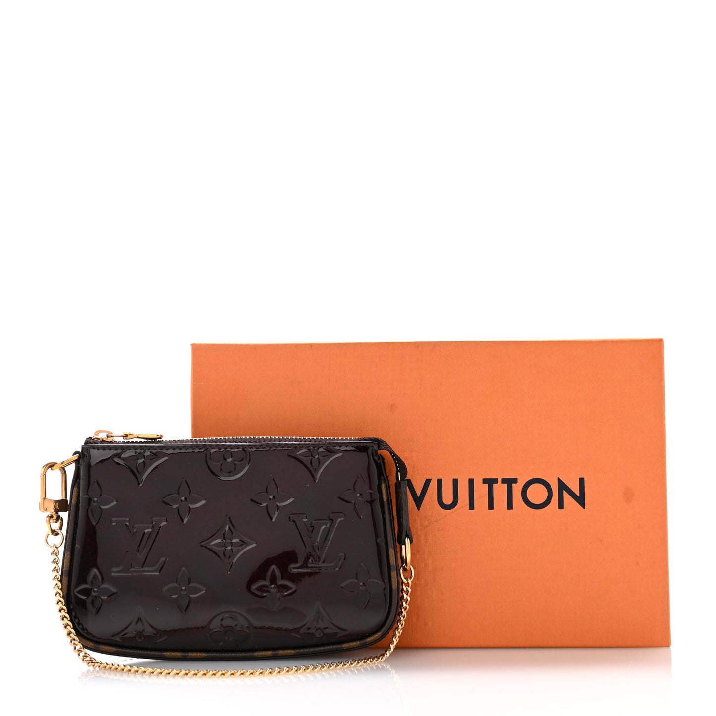 Vernis Monogram Mini Pochette Accessories Amarante