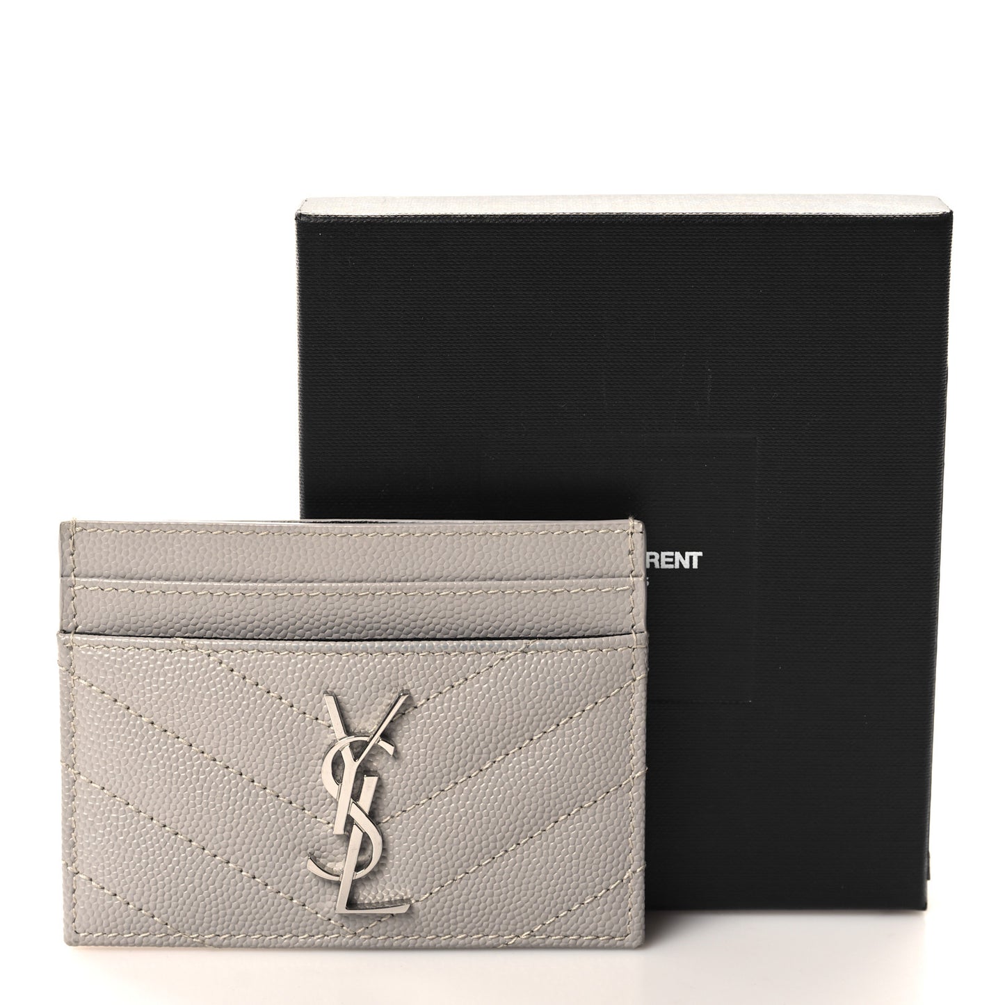 Grain De Poudre Matelasse Chevron Monogram Credit Card Case Granite