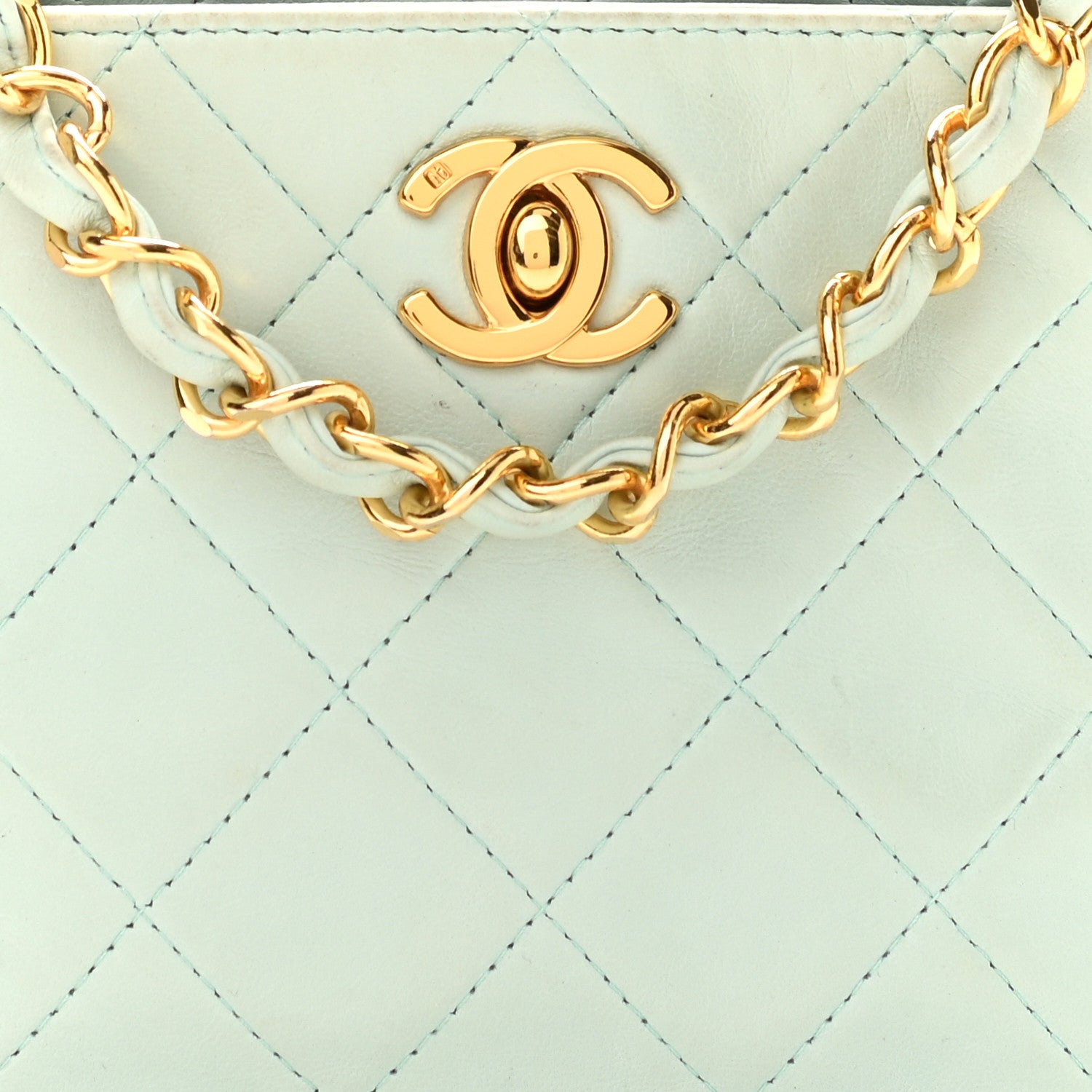 Chanel Lambskin Quilted CC Camera Case Light Blue 9 of 12