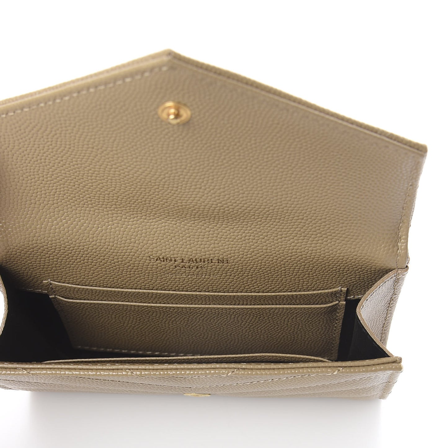 Grain De Poudre Matelasse Chevron Small Monogram Envelope Wallet Dark Beige
