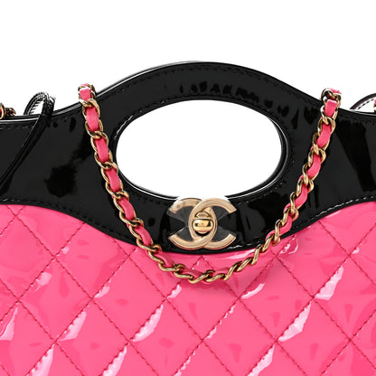 Chanel Patent Calfskin Quilted Mini 31 Shopping Bag Pink Black Pink Black 8 of 11