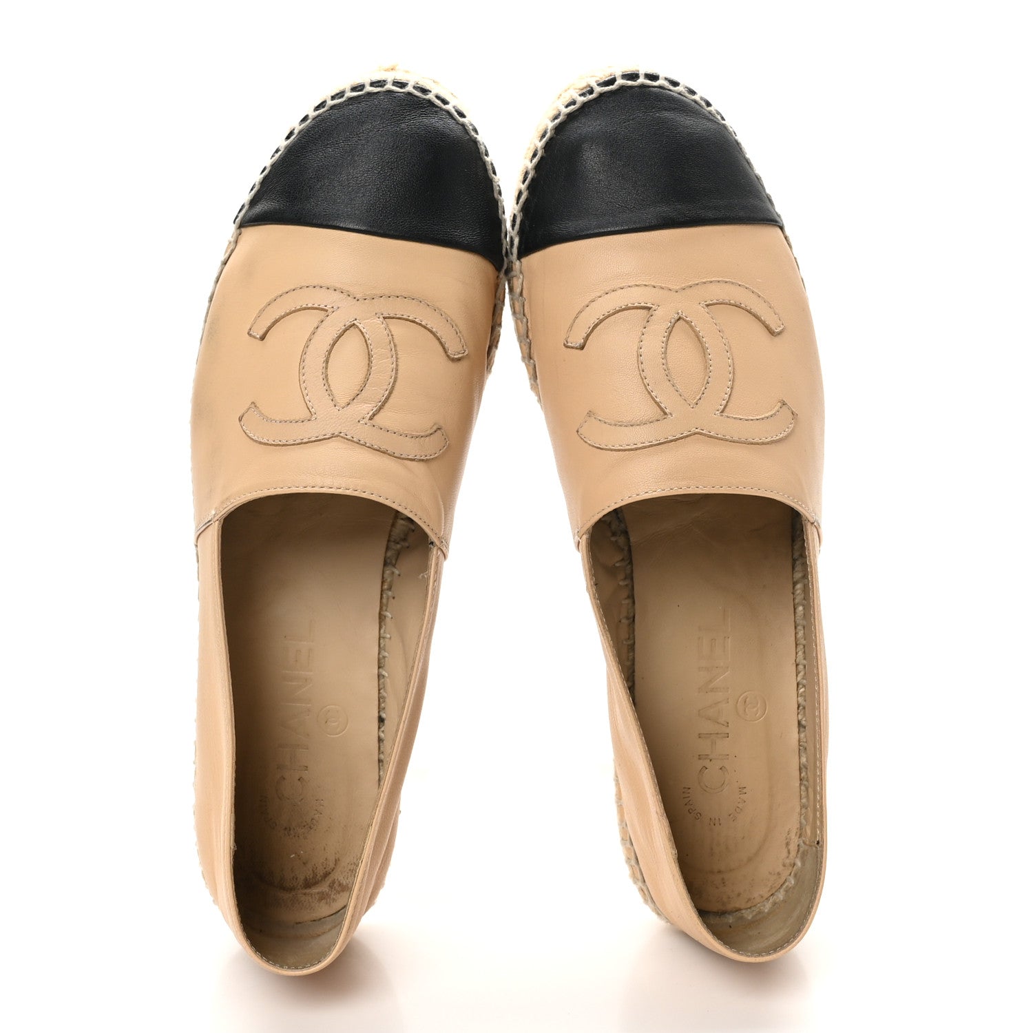 Chanel Lambskin CC Espadrilles 39 Beige Black 2 of 10