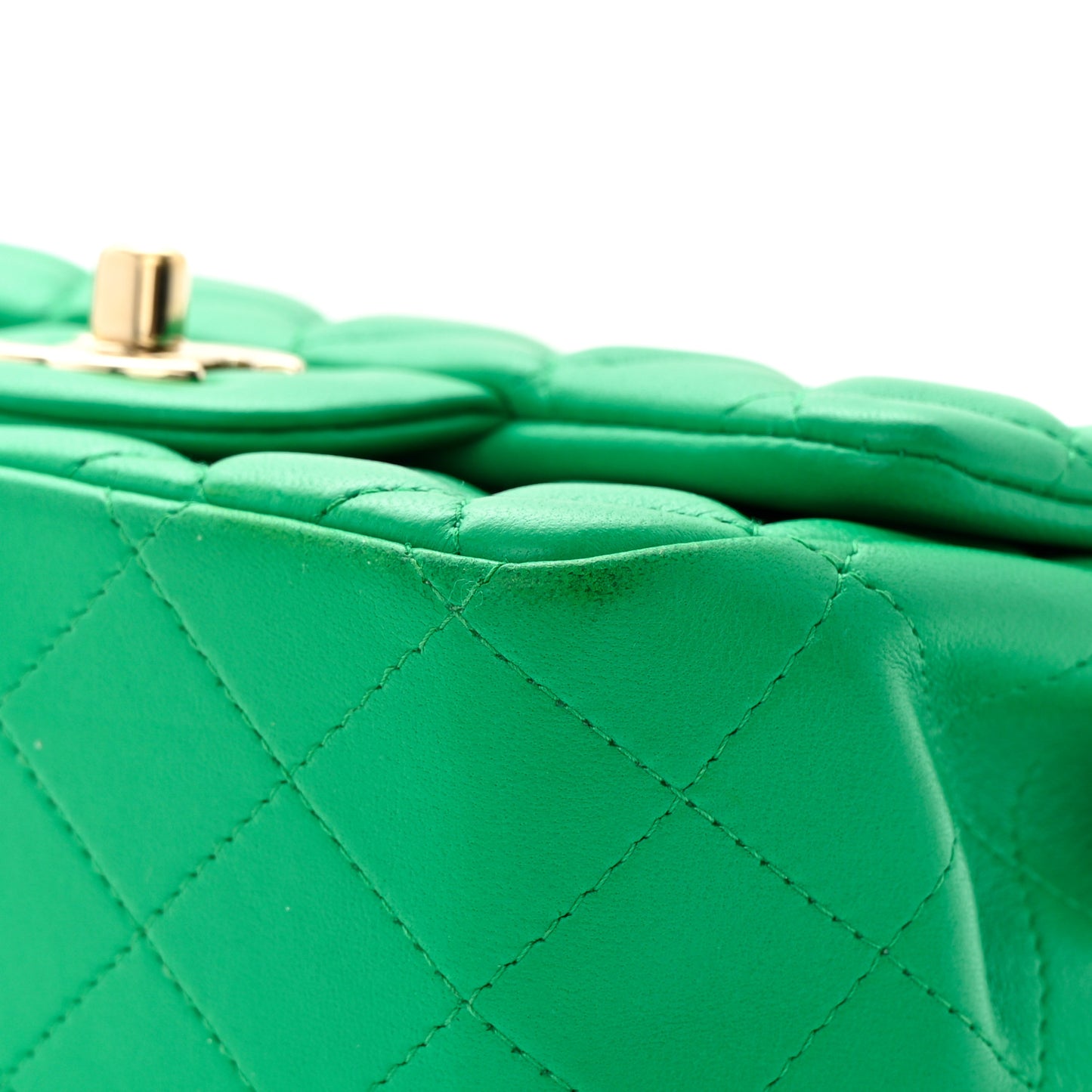 Lambskin Quilted Mini Square Flap Green