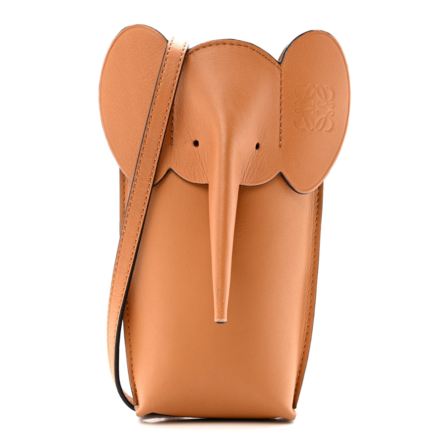 Loewe Calfskin Elephant Pouch Crossbody Bag Tan 1 of 13