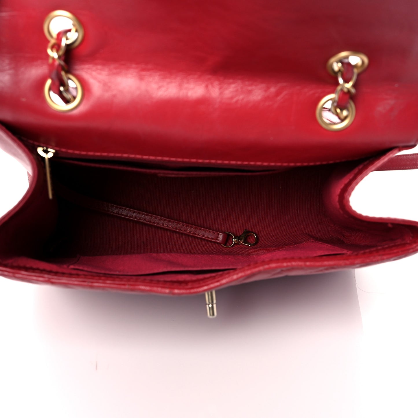 Aged Calfskin Chevron Quilted Backpack Red