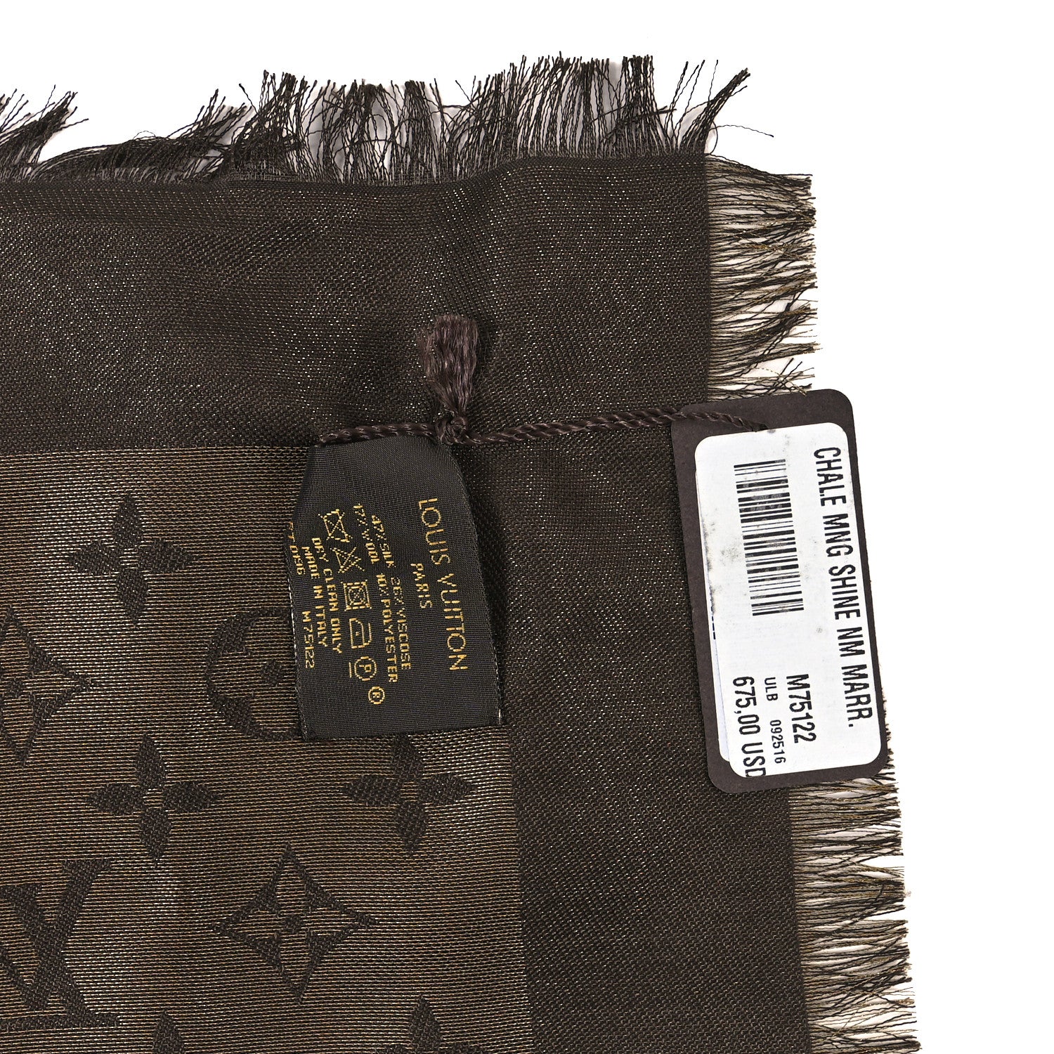 Louis Vuitton Silk Lurex Wool Monogram Shine Shawl Marron 4 of 4