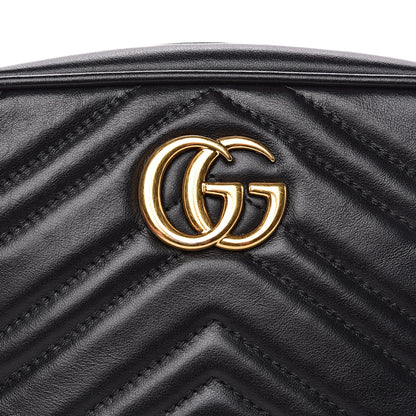Gucci Calfskin Matelasse Mini GG Marmont Chain Shoulder Bag Black 8 of 11