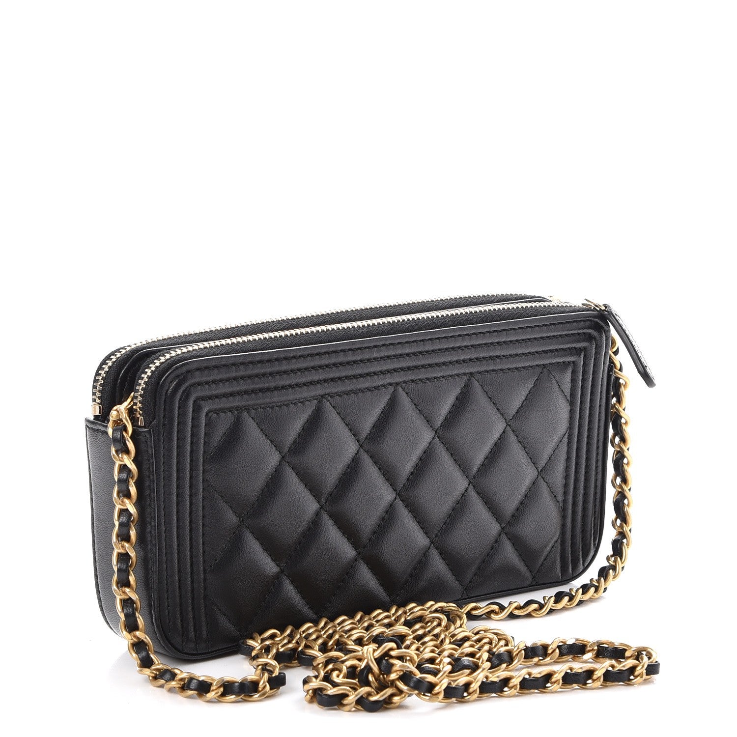 Chanel Lambskin Quilted Small Boy Clutch With Chain Black 4 of 10