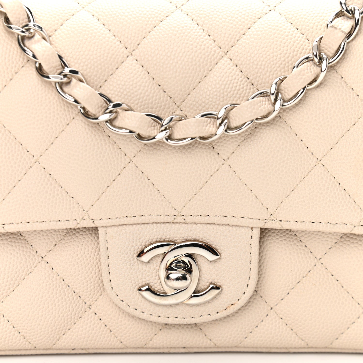 Chanel Caviar Quilted Mini Rectangular Flap Light Beige 8 of 10