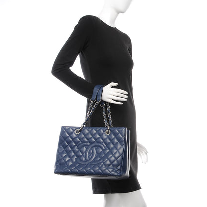 Chanel Caviar Quilted Grand Shopping Tote GST Dark Blue 2 of 8