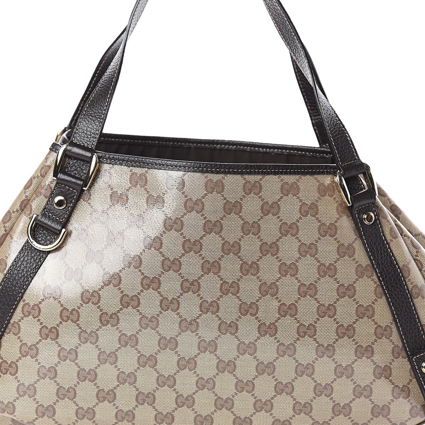 Crystal Monogram Medium Abbey Shoulder Bag Dark Brown