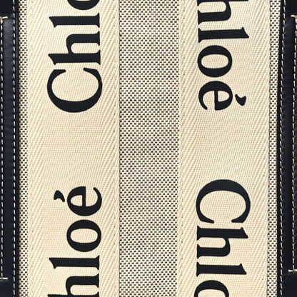 Chloe Cotton Calfskin Small Woody Ribbon Tote White Blue 7 of 9