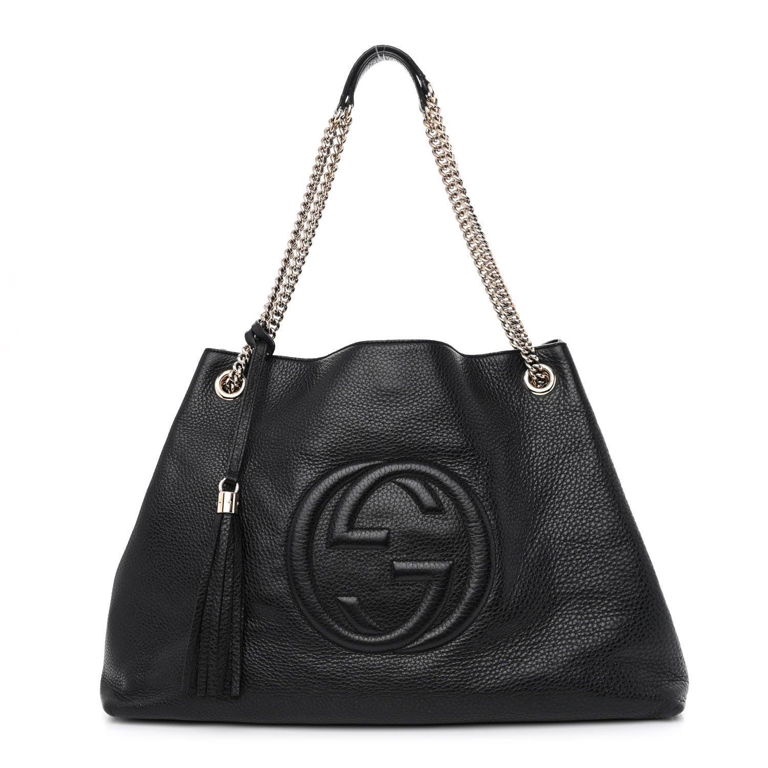 Gucci Pebbled Calfskin Large Soho Chain Shoulder Bag Black 1 of 15