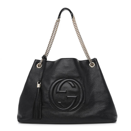Gucci Pebbled Calfskin Large Soho Chain Shoulder Bag Black 1 of 15