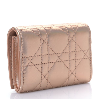 Christian Dior Metallic Lambskin Cannage Caro Glycine Wallet Pink 3 of 9