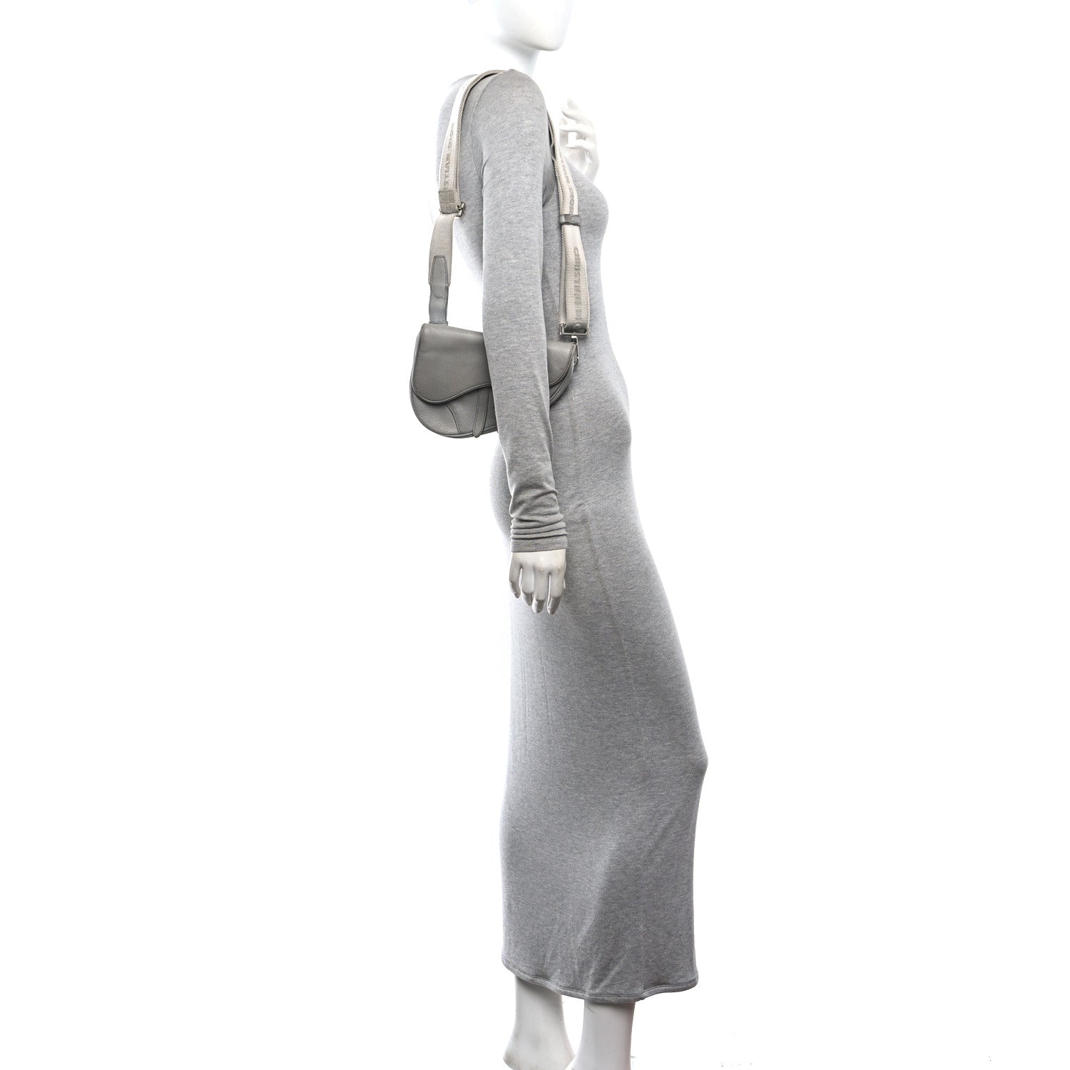 Christian Dior Grained Calfskin Mens Mini Saddle Bag Gray 2 of 11