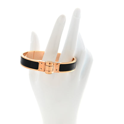 Hermes Enamel Charniere Uni Narrow Hinged Bracelet M Black 2 of 5