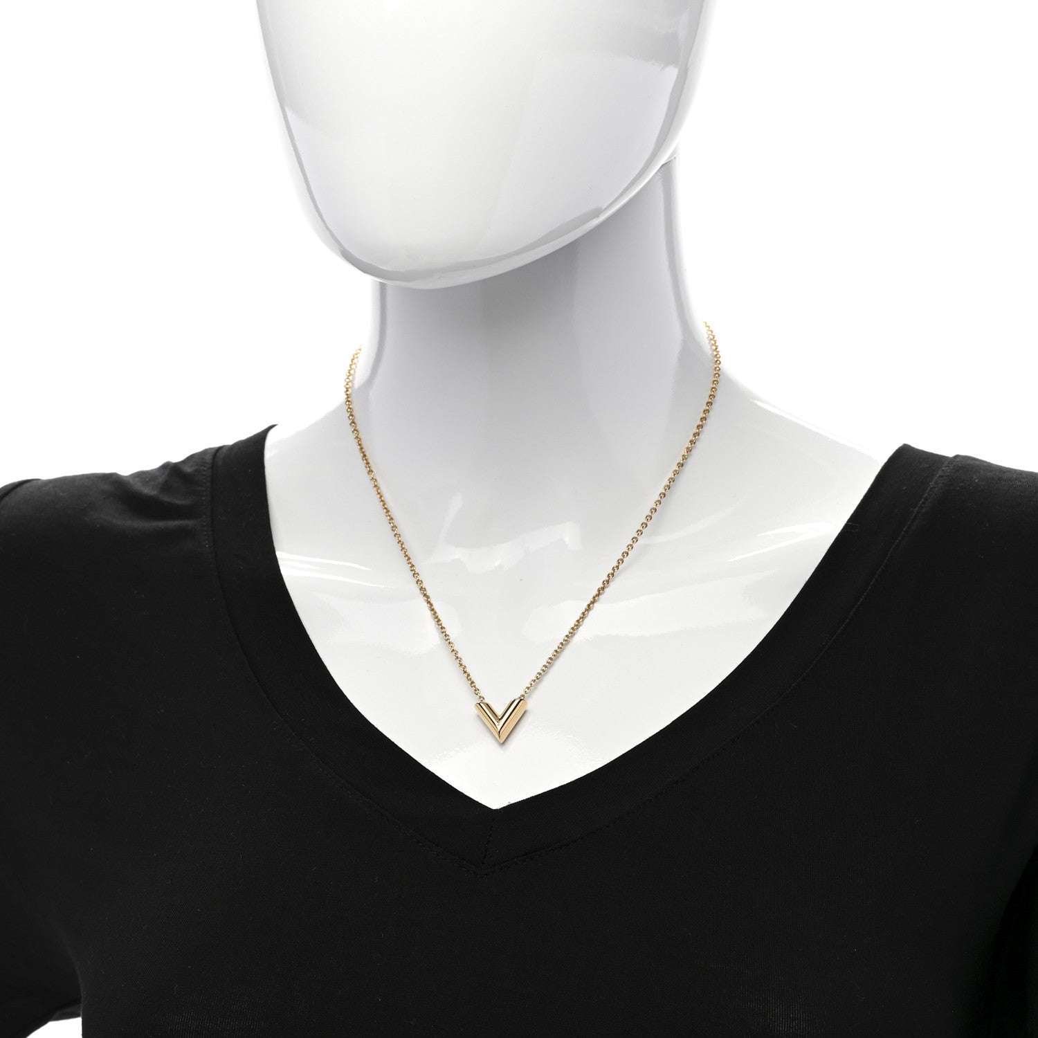 Louis Vuitton Brass Essential V Necklace Gold 2 of 6